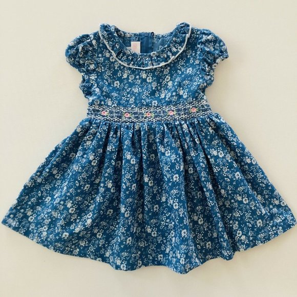 Bonnie Baby Other - Bonnie Baby Girl 24 Months Blue Floral Smocked Dress